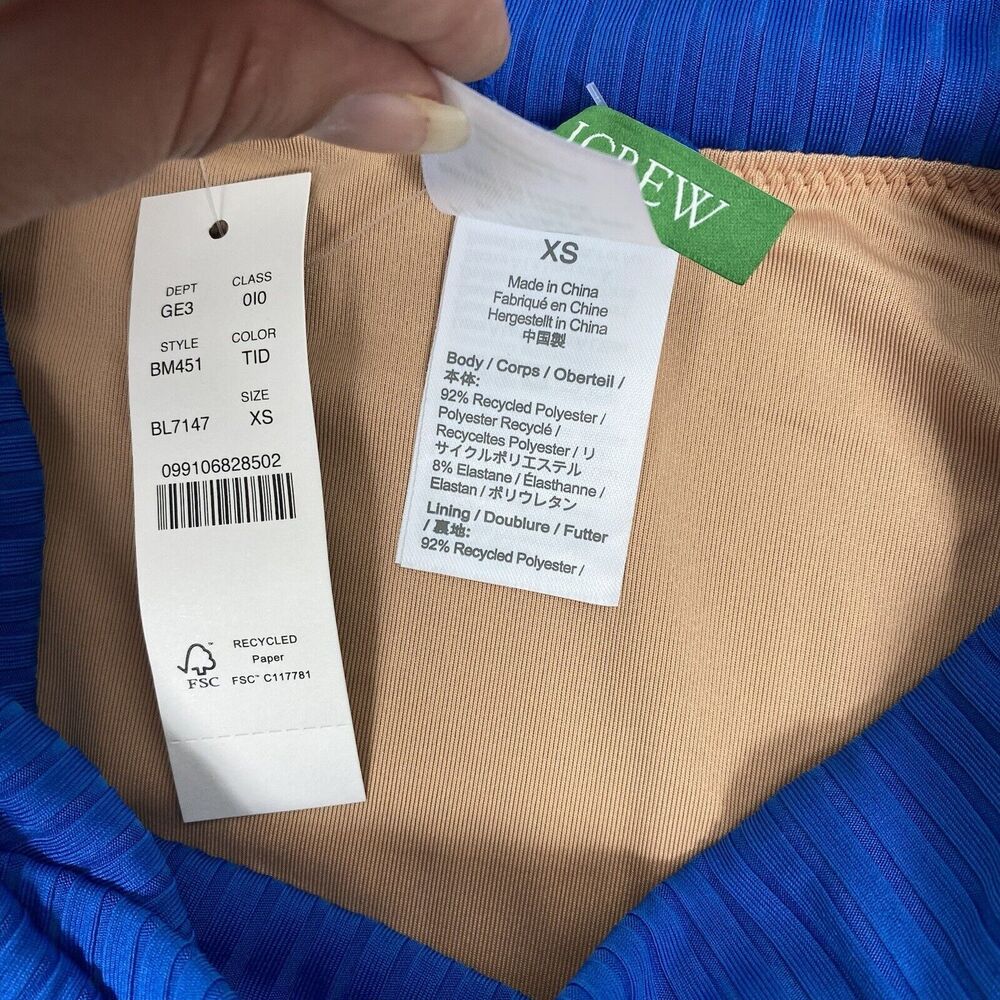 J. Crew Bikini Women XS Wide-rib crossover cheeky bottom Blue NWT Beach Swimwear - Picture 5 of 5